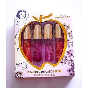 Disney Princess Vitamin C Infused Lip Oil Set – 4-Pack | Hydrating Gloss with Jo